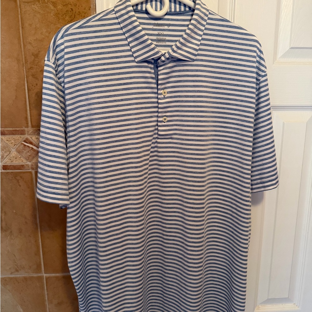 johnnie-O Blue and White Striped Polo